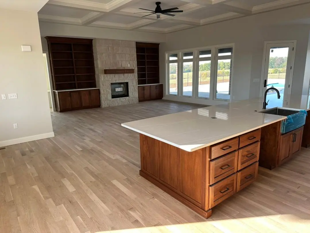Hardwood floor replacement in progress
